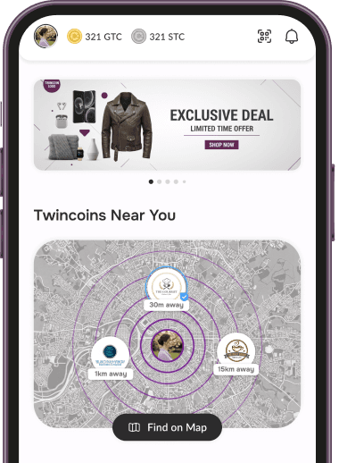Twincoin app - deals near you on the map